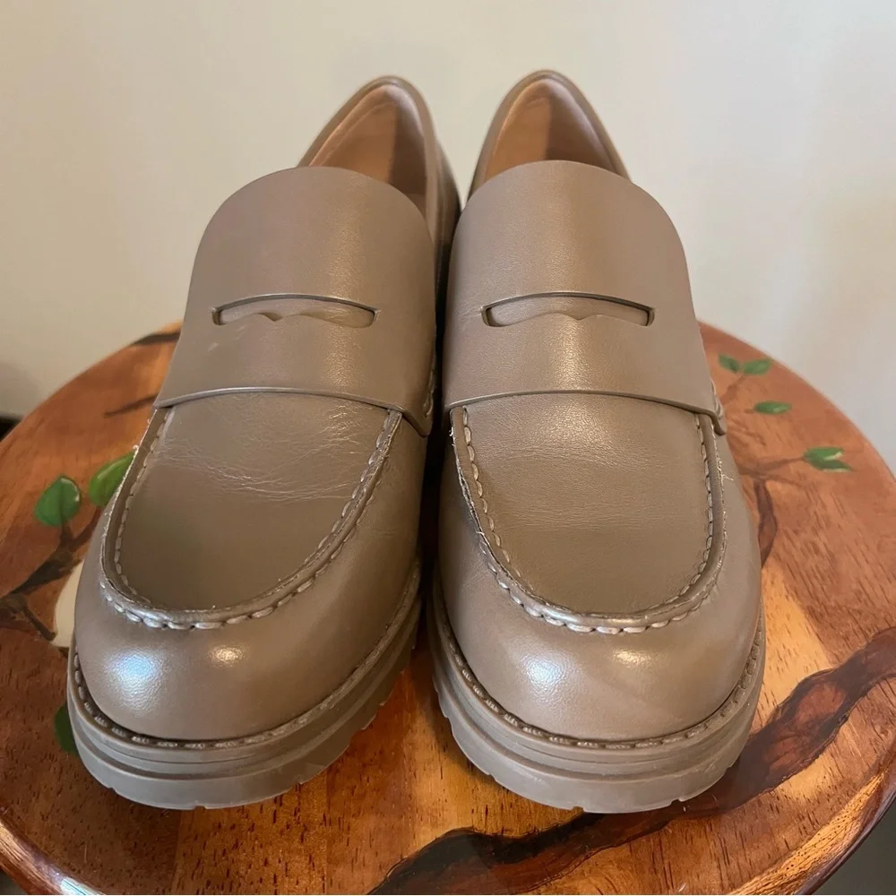 Cole Haan Slip On Leather Loafers w/ Chunky Heel - Picture 4 of 8